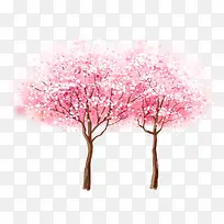 手绘樱花春季水彩画素材