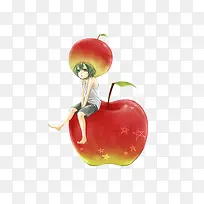红苹果卡通手绘
