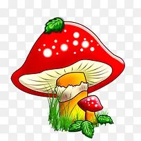 卡通手绘红色蘑菇