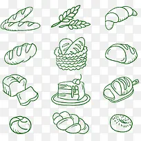 绿色卡通食物装饰图案