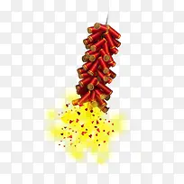 红色手绘鞭炮点燃