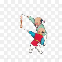 手绘放鞭炮