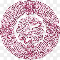 红色中国风花纹装饰图案