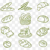 绿色清新线条食物装饰图案