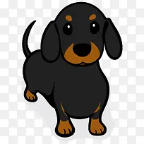 卡通可爱的黑色小狗