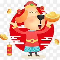 红色小狗中国风图案