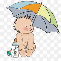 撑伞的婴儿