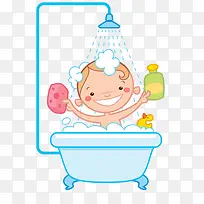 卡通开心洗澡的婴儿