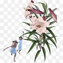 植物奔跑小孩儿童花