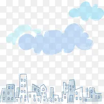 简笔城市云朵背景矢量图