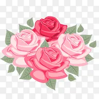 手绘卡通玫瑰花装饰图案