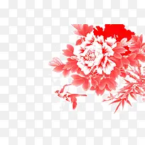 粉色水墨花