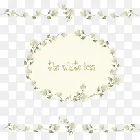 白色玫瑰花环装饰图案矢量