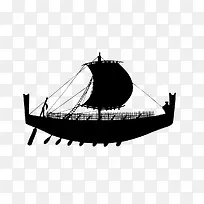 水墨古代腓尼基船