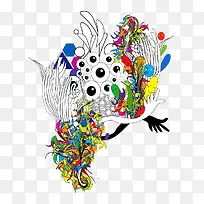 彩带速写插画