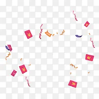红色激情红包彩带漂浮素材