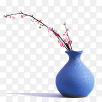 蓝色的花瓶桃花效果