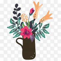 黑色花瓶植物装饰