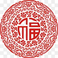 红色复古中国风花纹福字