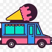 卡通冰淇淋车子图