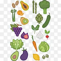 水果蔬菜卡通矢量图