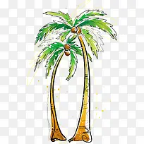 夏日手绘椰树