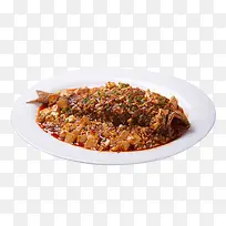 白盘上的剁椒鱼肉