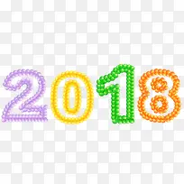新年手绘卡通2018年艺术字海