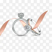婚礼结婚银戒指飘带