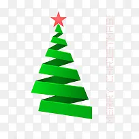 绿色丝带圣诞树矢量素材