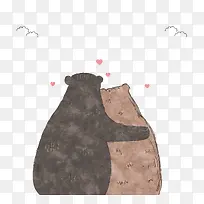 免抠卡通手绘情人节情侣熊装饰