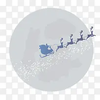 矢量手绘圣诞老人驾驶麋鹿雪橇车