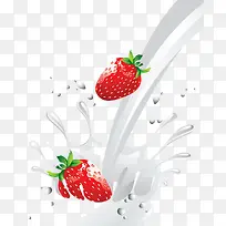 掉进牛奶的草莓