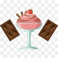 水果冰淇淋杯蛋糕巧克力矢量图