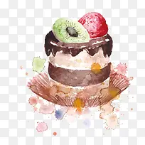手绘水彩蛋糕