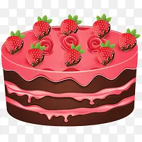 手绘草莓巧克力生日蛋糕