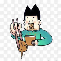 卡通手绘吃土男孩