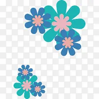 卡通蓝绿扁平化花朵