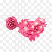 粉色玫瑰心形花瓣