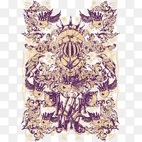 复古花纹印花