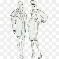 手绘创意时尚服装模特