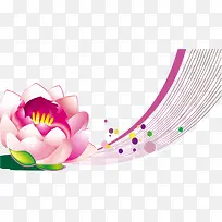 手绘粉色荷花图案