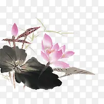 粉色中国风荷花装饰图案