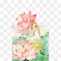 荷花与女孩