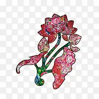 红色手绘花