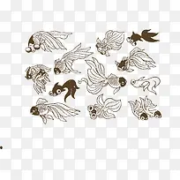 手绘金鱼动物装饰画