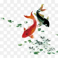 水墨艺术遨游金鱼