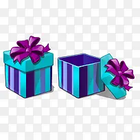 卡通紫色条纹礼物盒蝴蝶结