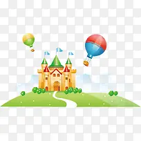 卡通城堡和热气球