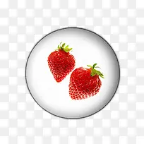 高清红草莓灰色盘子